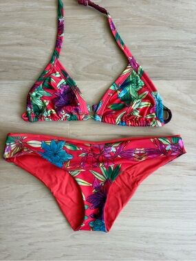 Montce Red Floral Tropical Bikini Set